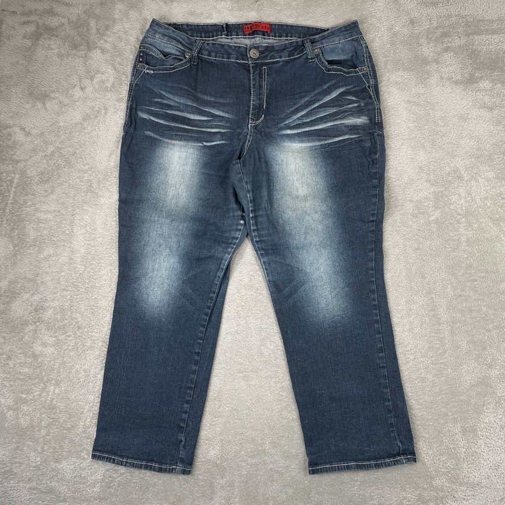 Zanadi Jeans Womens 24W Blue Whiskered Embroidered Y2K 2000s Denim